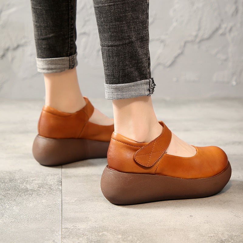 Dame Vår Sommer Retro Casual Skinn Borrelås Loafers