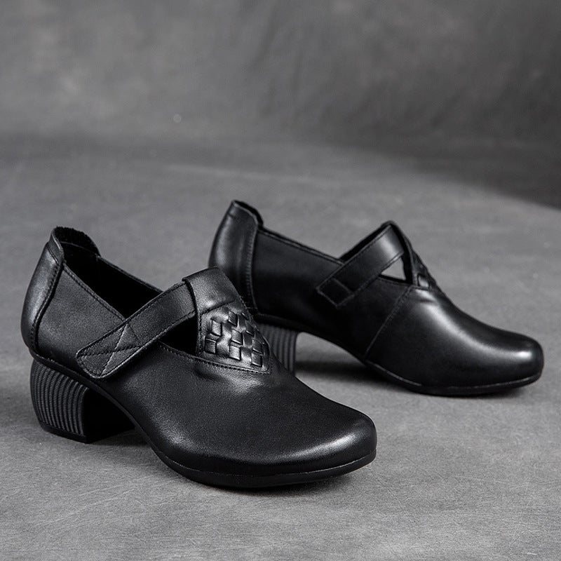 Fjærborrelås Tape Retro Leather Rundhode Loafers