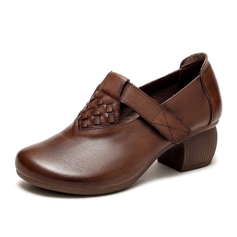 Fjærborrelås Tape Retro Leather Rundhode Loafers