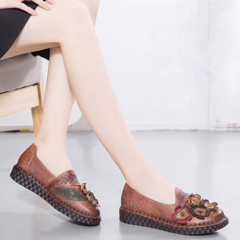 Floral Etniske Flats Sy Loafers Sko