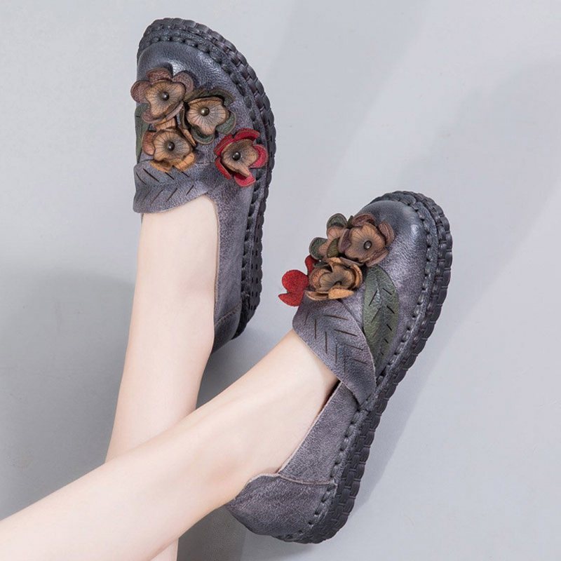 Floral Etniske Flats Sy Loafers Sko