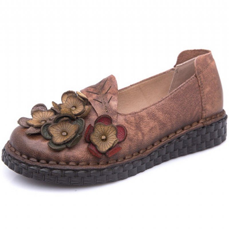 Floral Etniske Flats Sy Loafers Sko