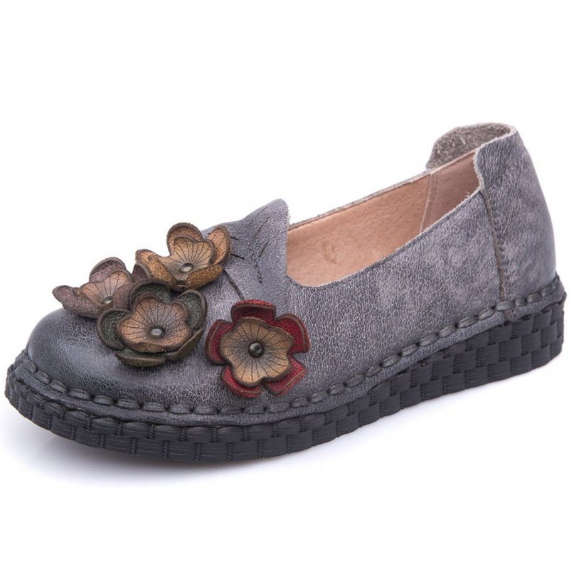 Floral Etniske Flats Sy Loafers Sko