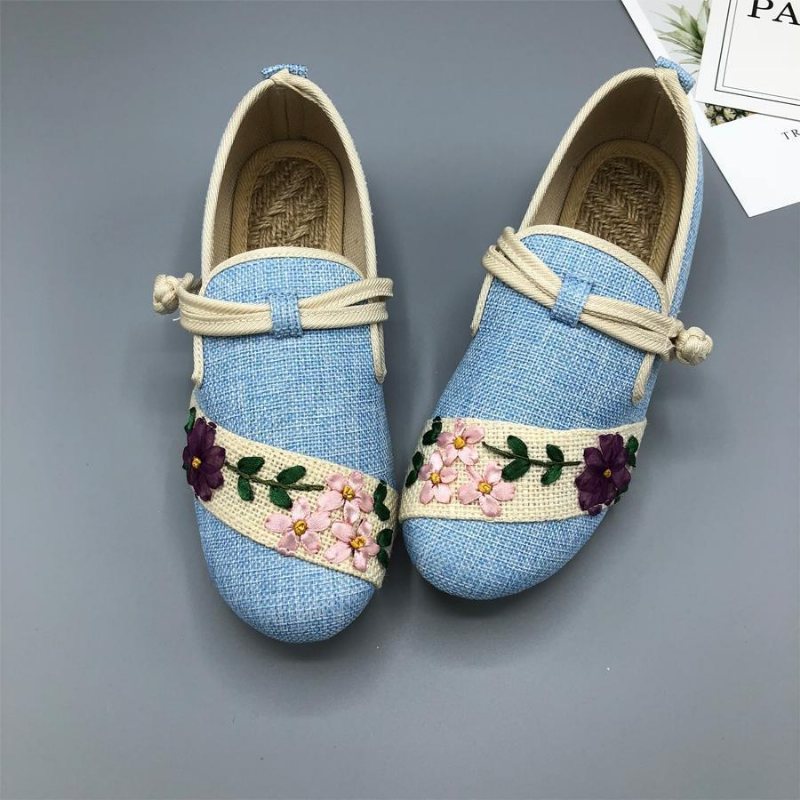 Kvinner Slip On Plait Floral Pustende Fritidssko