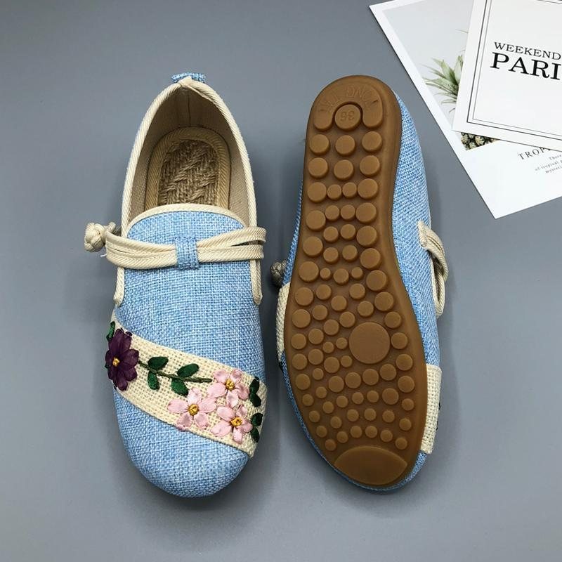 Kvinner Slip On Plait Floral Pustende Fritidssko