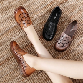 Leather Casual Hollow Out Loafers Plus Size