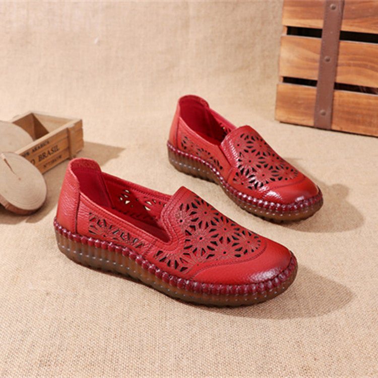 Leather Casual Hollow Out Loafers Plus Size