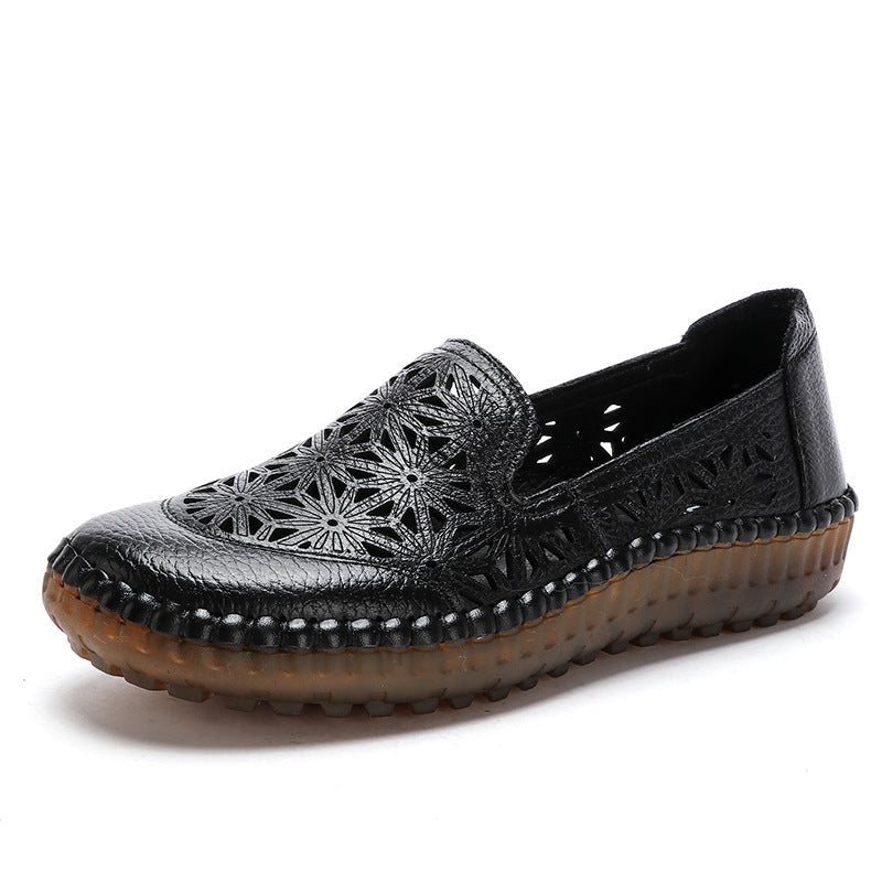 Leather Casual Hollow Out Loafers Plus Size