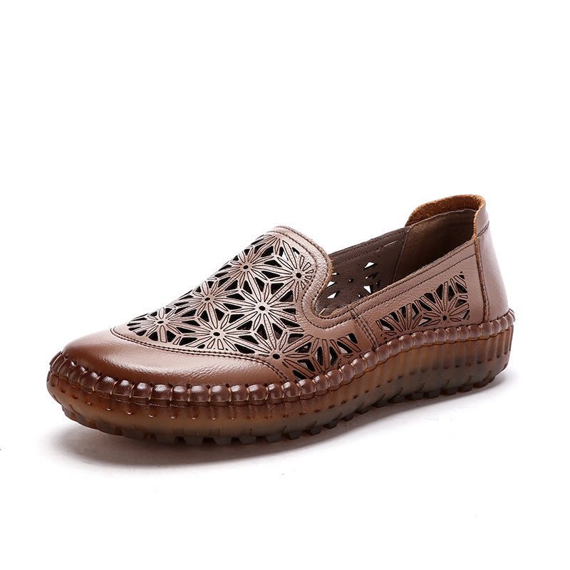 Leather Casual Hollow Out Loafers Plus Size