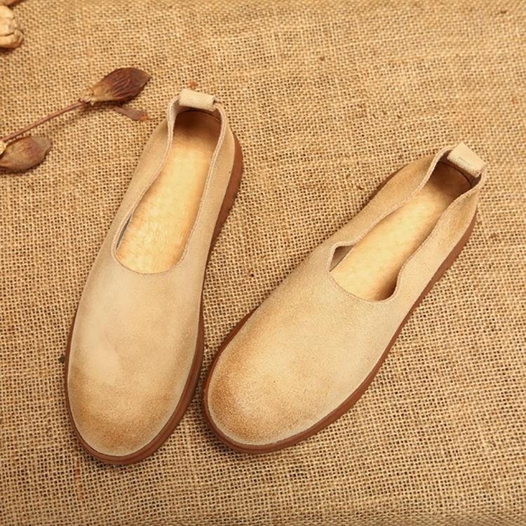 Leather Retro Soft Bottom Flat Casual Sko