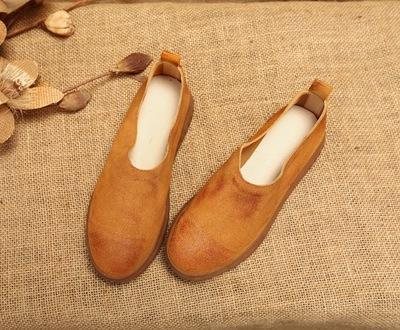 Leather Retro Soft Bottom Flat Casual Sko