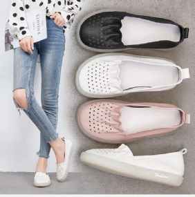 Leather Summer Flat Retro Casual Sko 35-41