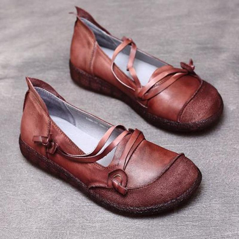 Nasjonal Stil Vintage Håndlaget Kuskinn Komfortable Loafers