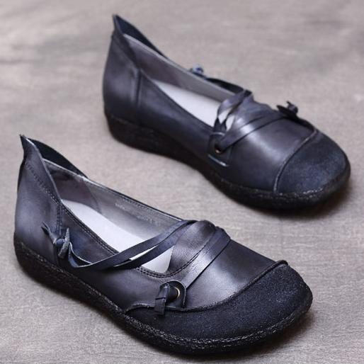 Nasjonal Stil Vintage Håndlaget Kuskinn Komfortable Loafers