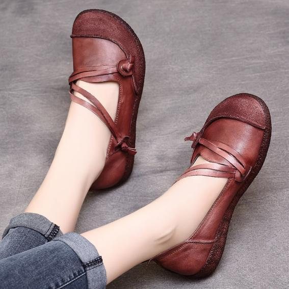 Nasjonal Stil Vintage Håndlaget Kuskinn Komfortable Loafers