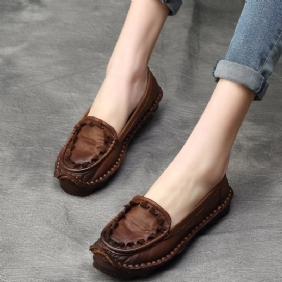 Plus Size Dame Vår Sommer Retro Leather Loafers