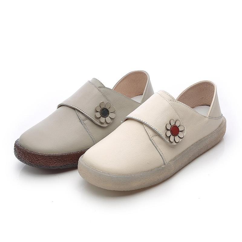 Retro Soft Bottom Flat Leather Casual Sko 34-43