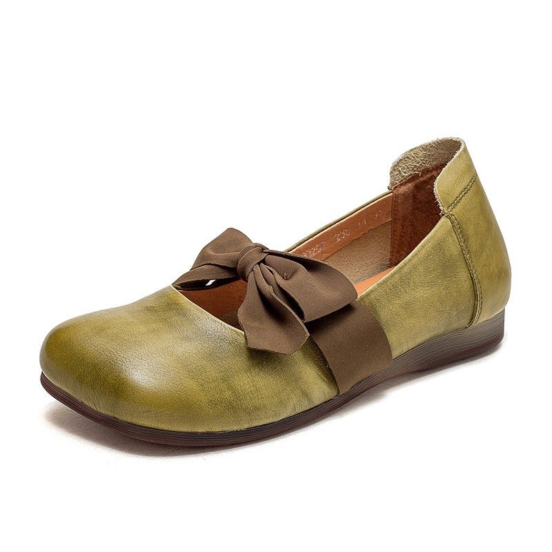 Spring Retro Casual Bowknot Elegant Leather Loafers