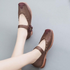 Spring Retro Leather Flat Dame Casual Shoes