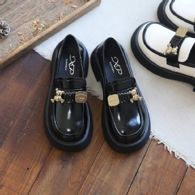 Våren Sommer Retro Kuskinn Rundt Hode Mote Bjørn Loafers