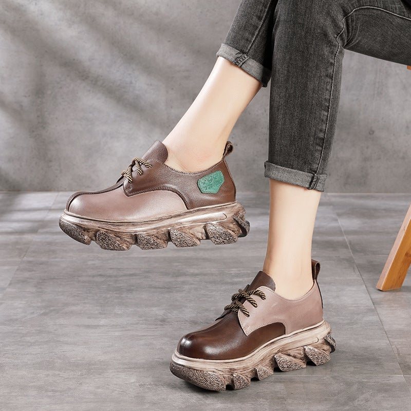 Vårfarge Matchende Leather Platform Casual Sko