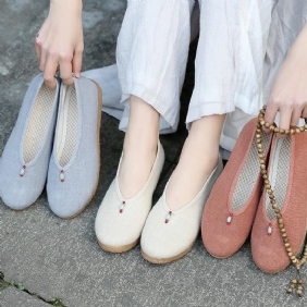 Vintage Flat Cotton Line Canvas Casual Sko