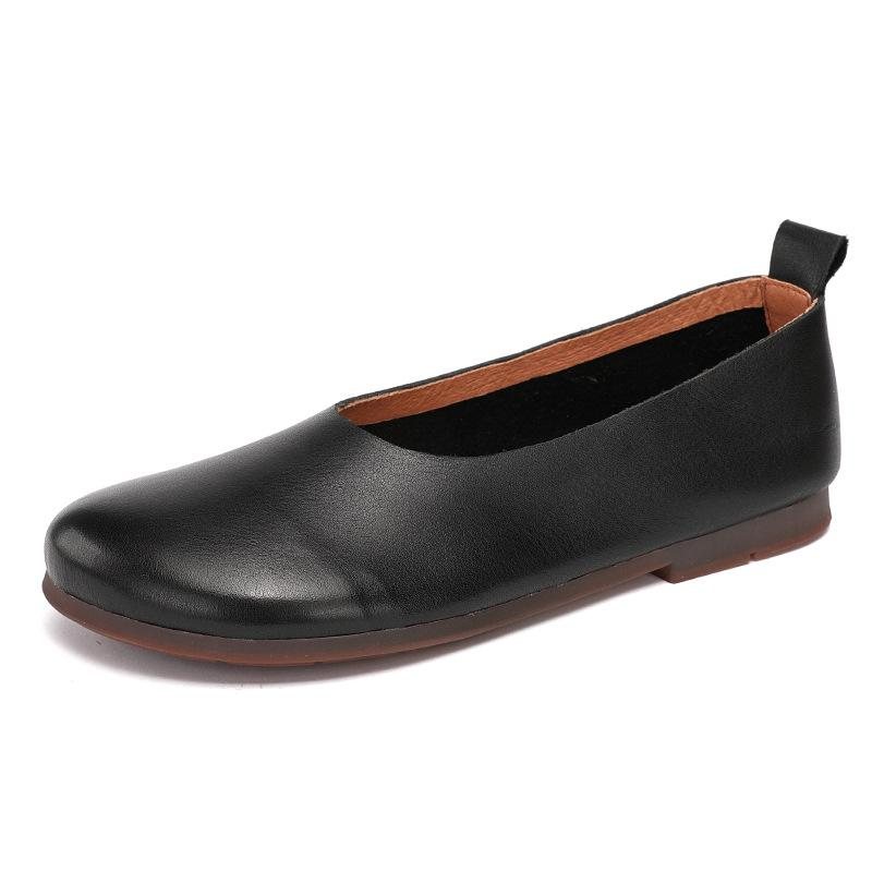 Vintage Leather Flat Casual Shoes For Kvinner