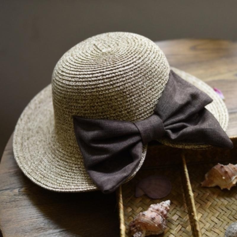 Mote Søt Big Bow Knot Beach Sun Straw Hat