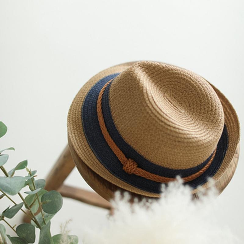 Vintage Woven Summer Cuffed Straw Hat