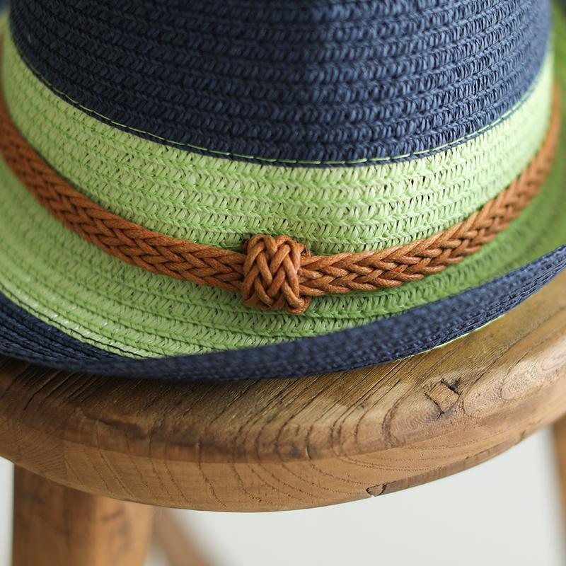 Vintage Woven Summer Cuffed Straw Hat